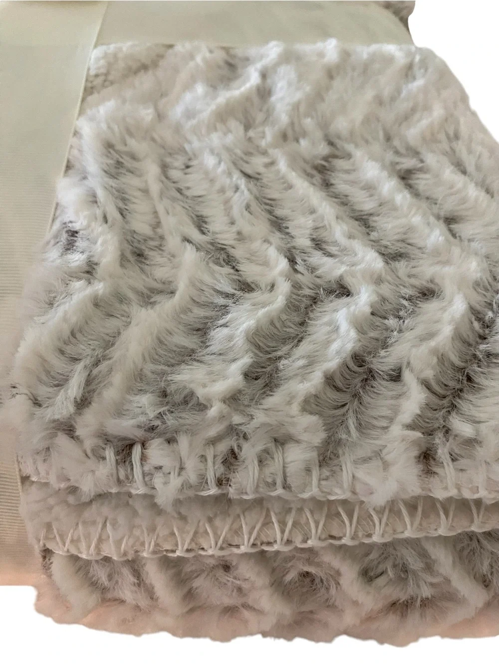 Cozy Faux Fur Sherpa Throw Blanket - Light Gray